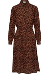 ANTIK BATIK ANTIK BATIK WOMAN GART BELTED LEOPARD-PRINT SILK SHIRT DRESS ANIMAL PRINT,3074457345619945656