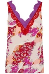 EMILIO PUCCI LACE-TRIMMED FLORAL-PRINT SILK-TWILL TOP,3074457345620784378