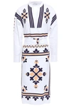 ANTIK BATIK ANIKA BELTED EMBROIDERED COTTON-POPLIN DRESS,3074457345620830238