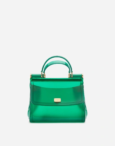 Dolce & Gabbana Small Sicily Bag In Semi-transparent Rubber In Green