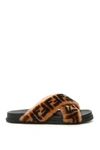 FENDI FENDI FF SHEARLING BAND SLIDES