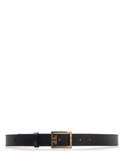 Givenchy Calfskin Leather Belt W/ Double-g Logo Buckle In Black