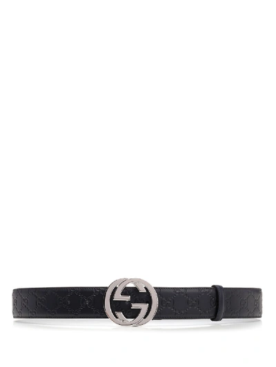 Gucci Gg Supreme Embossed Buckle Belt In Blue