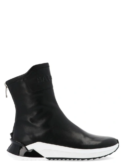 Balmain B-glove Sneakers In Black Leather
