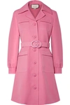GUCCI Belted wool and silk-blend cady mini dress