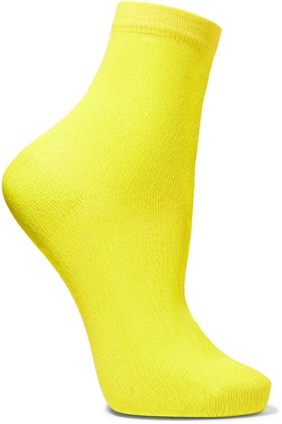 Maria La Rosa Neon Coated Silk-blend Socks In Yellow