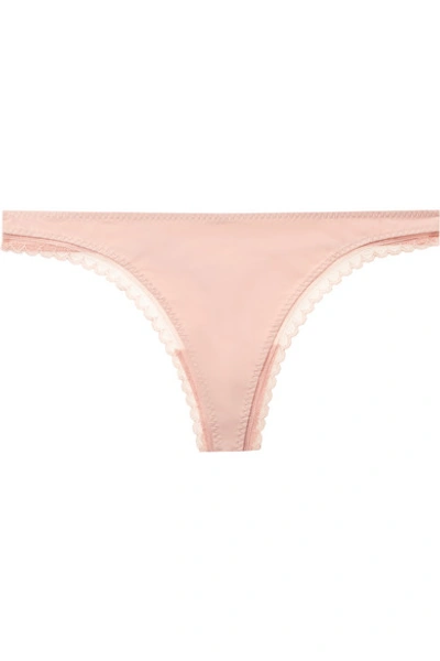 Stella Mccartney Emma Loving Lace-trimmed Stretch-jersey And Mesh Thong In Pink