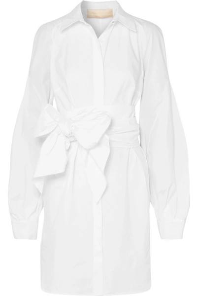 Antonio Berardi Tie-front Cotton-poplin Dress In White