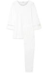 HANRO ILONA LATTICE-TRIMMED MERCERIZED COTTON-JERSEY PAJAMA SET