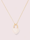 Kate Spade Open Heart Stone Lock Mini Pendant In Pink
