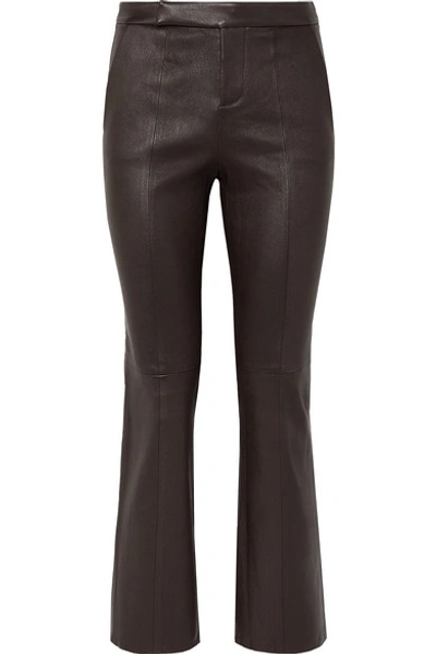 Equipment Sebritte Cropped Leather Flared Trousers In Mole