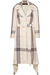 ROLAND MOURET VICTOR DRAPED CHECKED CREPE DE CHINE TRENCH COAT