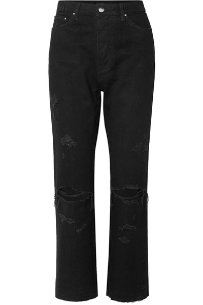 Amiri Thrasher Minus Cropped Distressed High-rise Straight-leg Jeans In Black