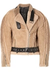 PETER DO LEATHER-TRIMMED SHEARLING BIKER JACKET