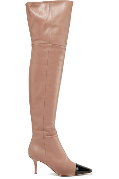 Gianvito Rossi 70 Two-tone Leather Over-the-knee Boots In Taupe