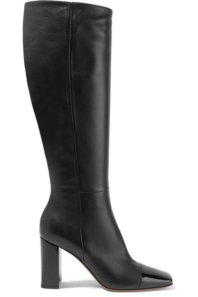 Gianvito Rossi 85 Smooth And Patent-leather Knee Boots In Black