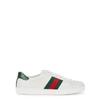 Gucci Leather Ace Sneakers Studded Heel Perforated Upper Rubber Sole In White