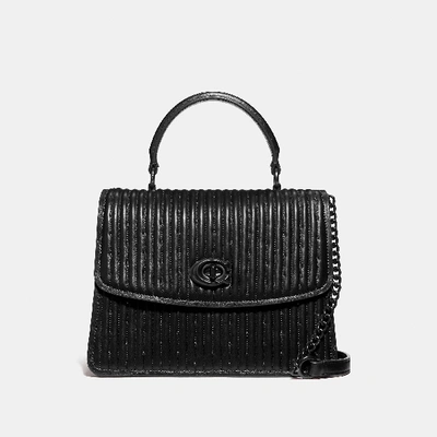 Coach Parker Top Handle With Quilting And Rivets In Black