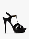 Saint Laurent Tribute Sandals In Printed Crocodile In Black