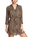 1.STATE LEOPARD PRINTED BUTTON-FRONT DRESS