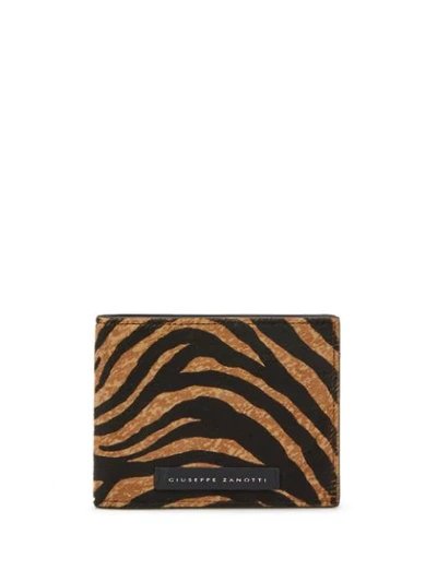Giuseppe Zanotti Calf Hair Leather Bi-fold Wallet In Brown