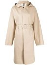 JIL SANDER HOODED BELTED TRENCH COAT