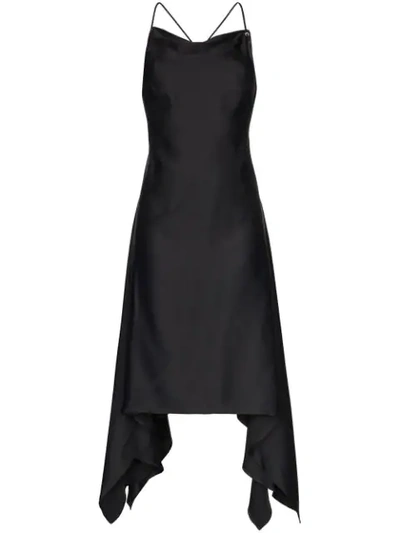 Alyx Asymmetric-hem Open-back Crepe Midi Dress In Black