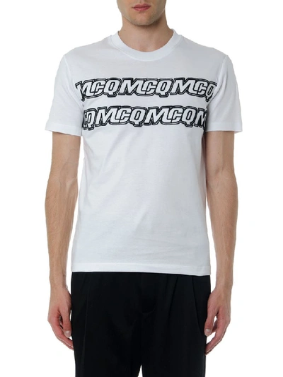 Mcq By Alexander Mcqueen Black And White Cotton T Shirt With Embroidered Logo