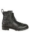 Jimmy Choo Cruz Studded Textured-leather Ankle Boots In Black/silver