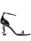 Saint Laurent Opyum 110 Leather Heeled Sandals In Black