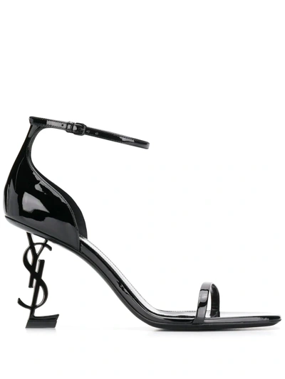 Saint Laurent Opyum 110 Leather Heeled Sandals In Nero