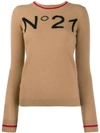 N°21 Nº21 LOGO INTARSIA JUMPER - 大地色