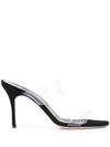 Manolo Blahnik Scolto Clear Two-band Slide Sandals In Black