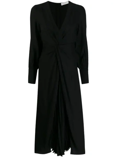 Sandro Knot Detail Midi Dress In Black