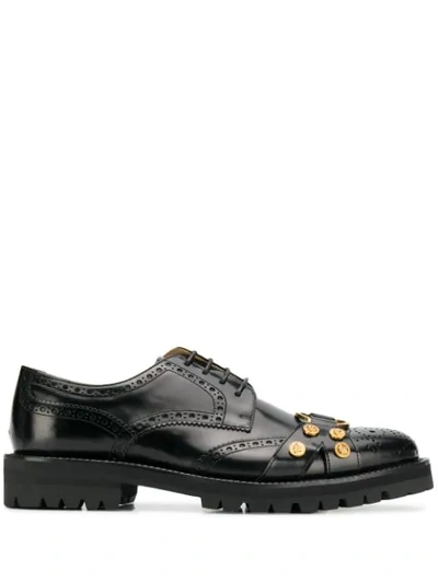 Versace Medusa Raised-sole Leather Brogues In K41t Black Gold