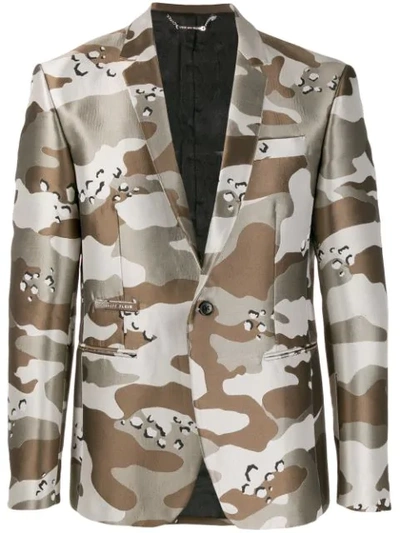 Philipp Plein Camouflage Blazer In Neutrals