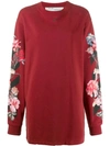 OFF-WHITE FLORAL-PRINT SWEATSHIRT DRESS