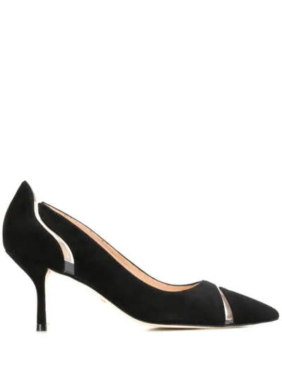 Stuart Weitzman Sturat Weitzman Davia Clear Trim Pointed Toe Pump In Black