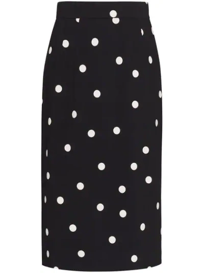 Dolce & Gabbana Cady Polka-dot Pencil Skirt In Black