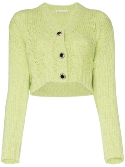 Alessandra Rich Crop Wool Knit Cardigan - 绿色 In 1579 Green