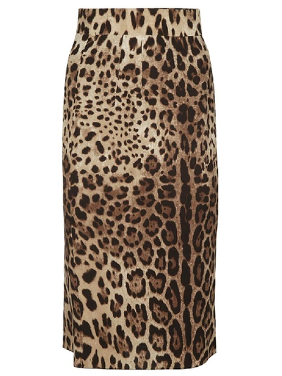 Dolce & Gabbana Leopard-print Silk-blend Charmeuse Pencil Skirt In Animalier