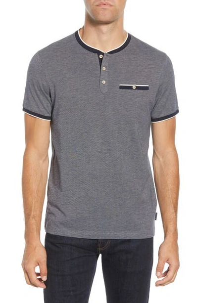 Ted Baker Teeg Cotton Henley T-shirt In Navy