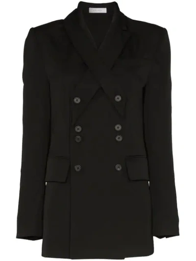 Delada Double-breasted Wool Button Blazer - 黑色 In Black