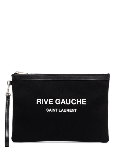Saint Laurent Rive Gauche Canvas Pouch In Black