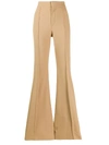 CHLOÉ VEGETAL BROWN HIGH-WAIST FLARED TROUSERS,C19APA2506225Z SOR