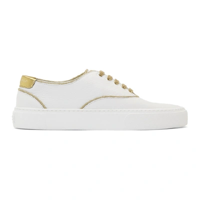 Saint Laurent White & Gold Venice Sneakers