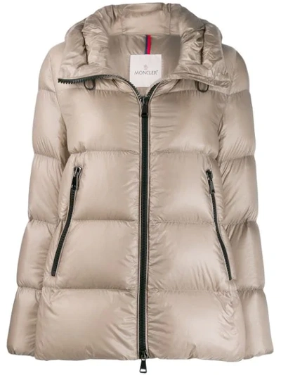 Moncler Serite Hooded Quilted Down Puffer Jacket In Champagne