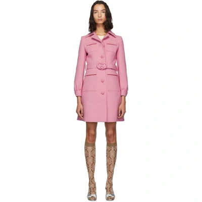 Gucci Pink Wool Short Coat In 5637 Pink