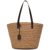 Saint Laurent Panier Medium Leather-trimmed Raffia Tote In Natural