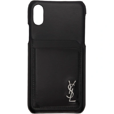 Saint Laurent Iphone 10 Leather Case Black In 1000 Nero